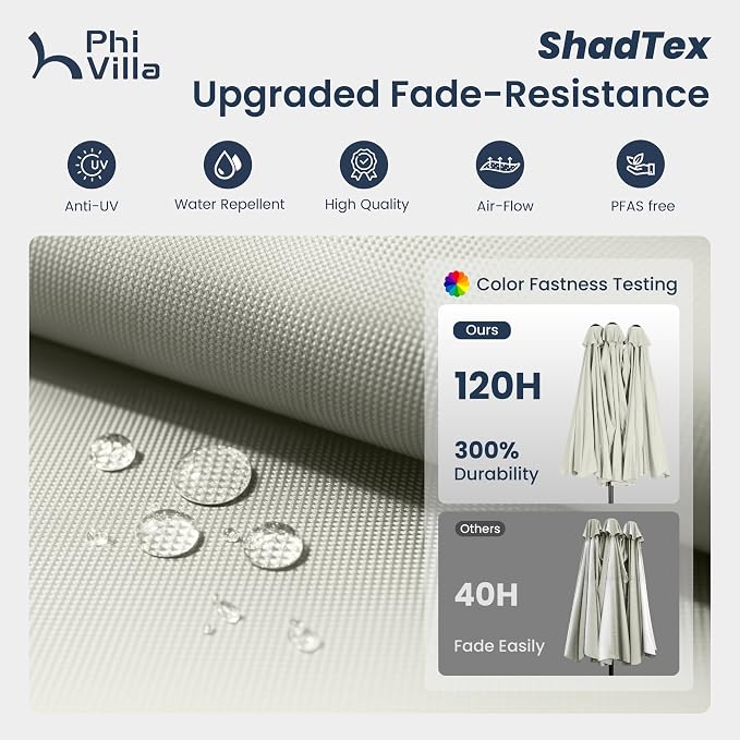 PHI VILLA 15ft Large Outdoor Patio Umbrella - Image 5