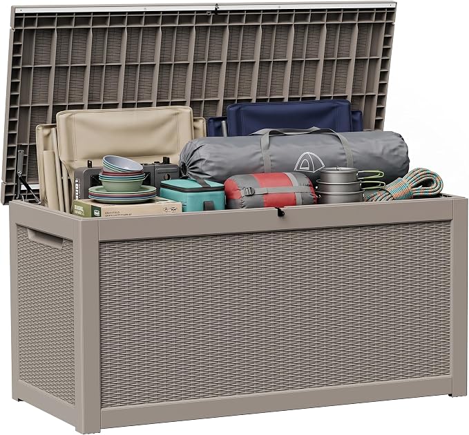 320 Gallon Waterproof Outdoor Storage Box, Large Resin Deck Box, Lockable by MAIUSCOLI