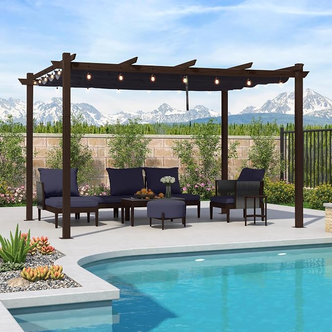 PURPLE LEAF Pergola 10' x 13' Outdoor Retractable Sun Shade, All-aluminum - Image 8