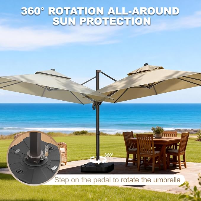 10x10Ft Patio Umbrella Outdoor Cantilever Rectangle Umbrella - Image 3