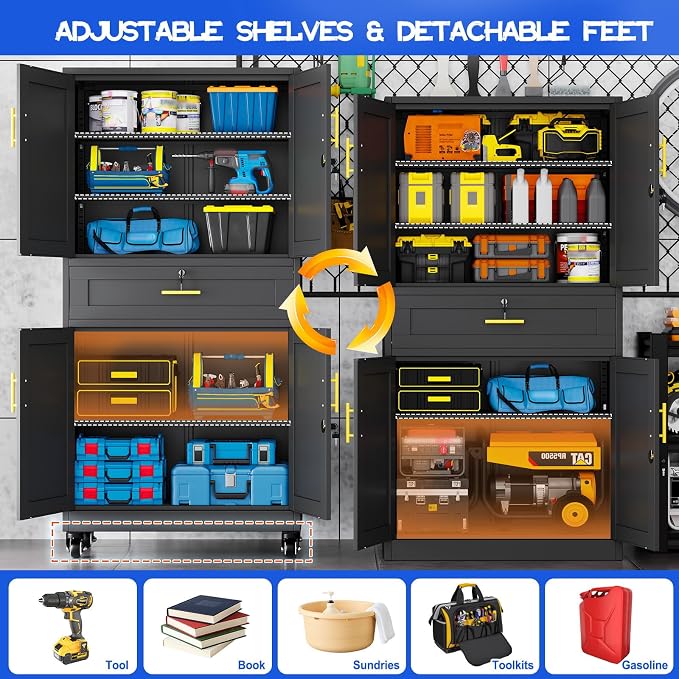 GAIOUS 74” Tall Metal Garage Storage Cabinet - Image 4