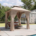 Aoxun 8x8FT Metal Frame Outdoor Gazebo, Khaki | UPF50+ Protection 50×50mm by Aoxun