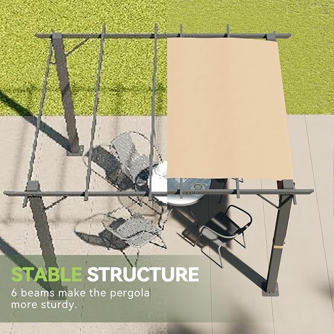 Aoxun 10'x12' Retractable Pergola, Heavy Duty Metal Frame - Image 4