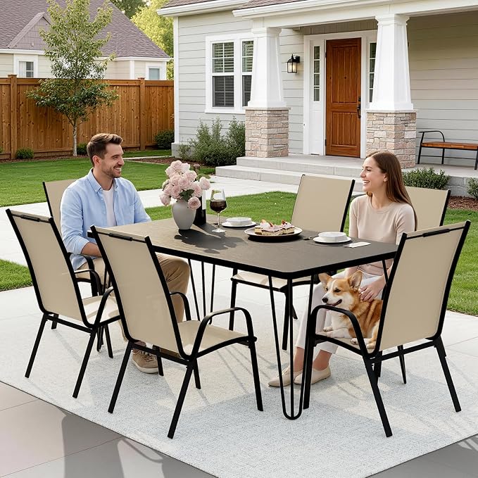 JEAREY Patio Dining Chairs Set of 6, Outdoor Stackable Dining Furniture Set - Image 6