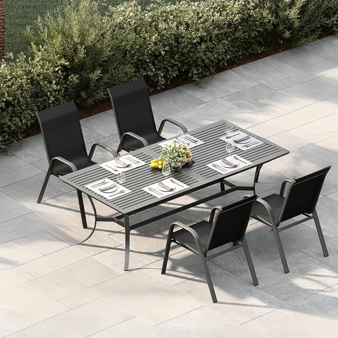 Stackable Outdoor Patio Dining Chairs Set of 4 – High Back Textilene Chairs - Image 2