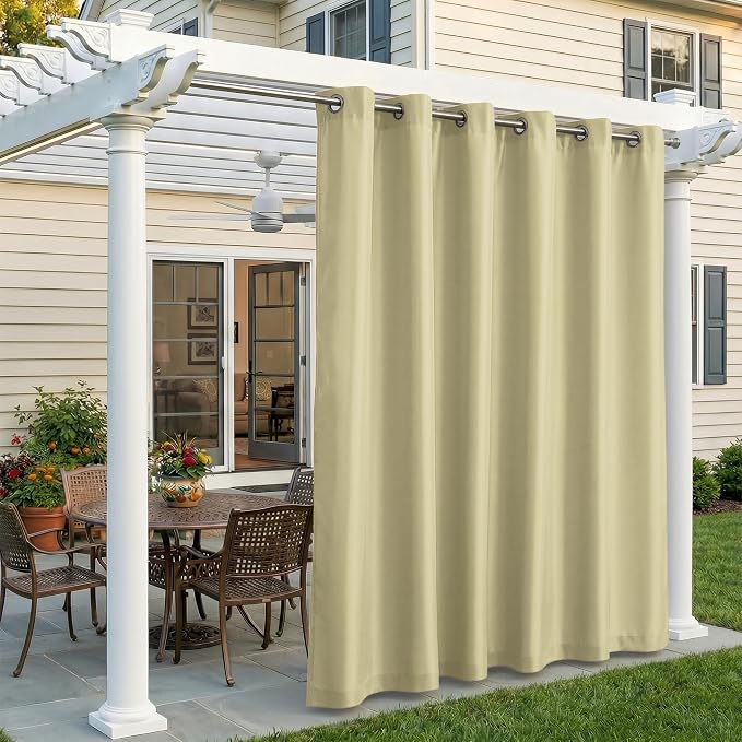 Set of 2 Outdoor Curtains for Patio Waterproof, Breathable Grommet Panels for by Sunshelf