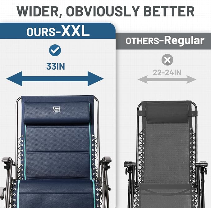Timber Ridge Oversized Zero Gravity Chair, 33In Wide XXL Zero Gravity Reclining - Image 4