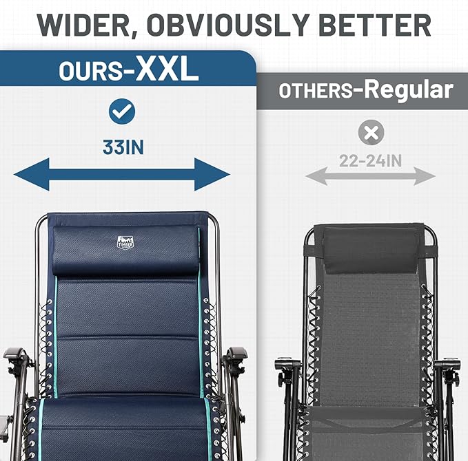 Timber Ridge Oversized Zero Gravity Chair, 33In Wide XXL Zero Gravity Reclining - Image 4