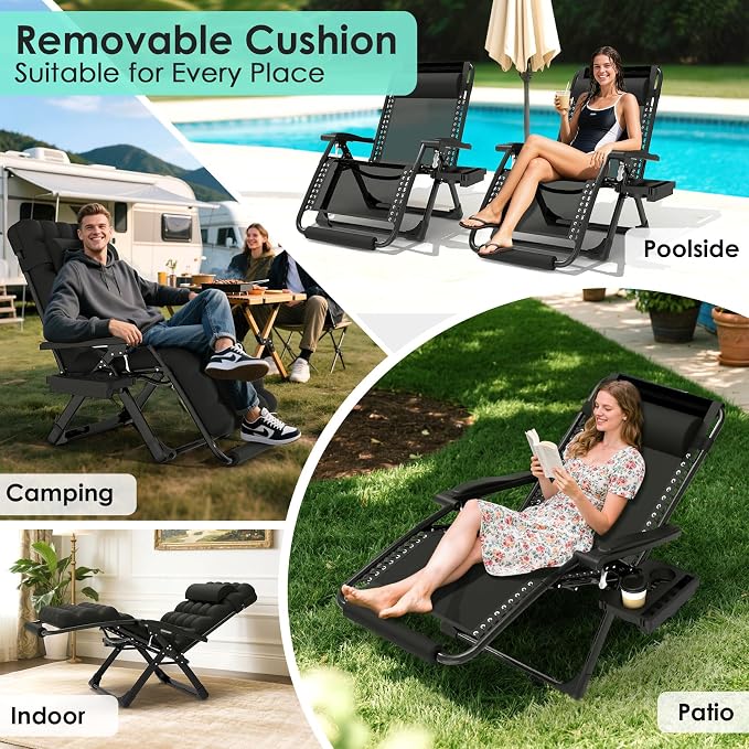 Suteck Oversized Zero Gravity Chair, 500LBS 33" XXL Reclining Lounge Chairs | - Image 6