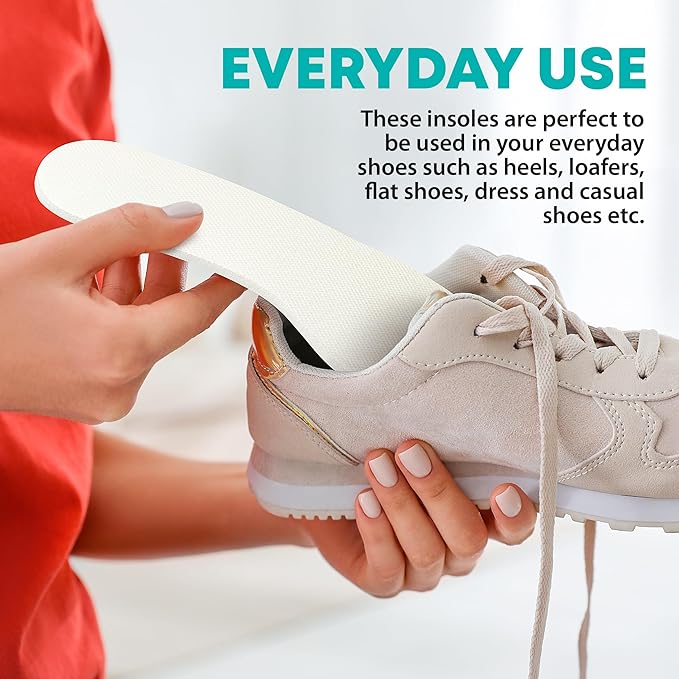 Shoe Filler Insert - Full Length Daily Latex Foam Shoe Inserts, Shoe Insoles for Shoes That are Too Big, 3 Pairs (EU 35, US Women 5)