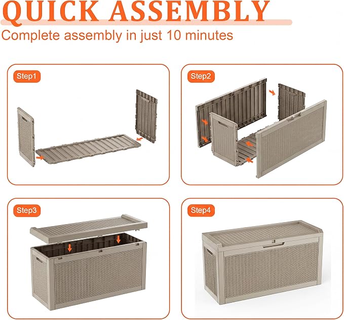 70 Gal Waterproof Outdoor Storage Box UV Resistant Deck Box | Storage bench - Image 4