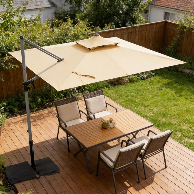 Patio Umbrella, Rectangle Outdoor Cantilever Umbrella, Aluminum Offset Umbrella - Image 4