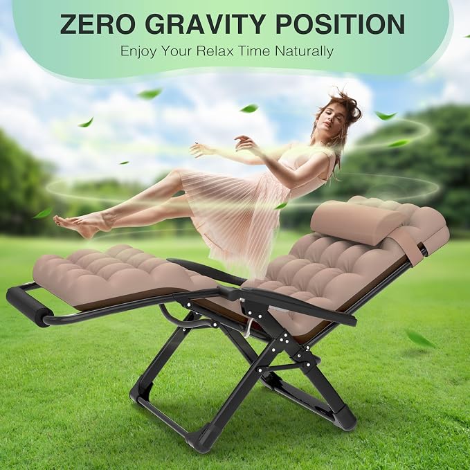 Suteck Oversized Zero Gravity Chair, 500LBS 33" XXL Reclining Lounge Chairs | - Image 5