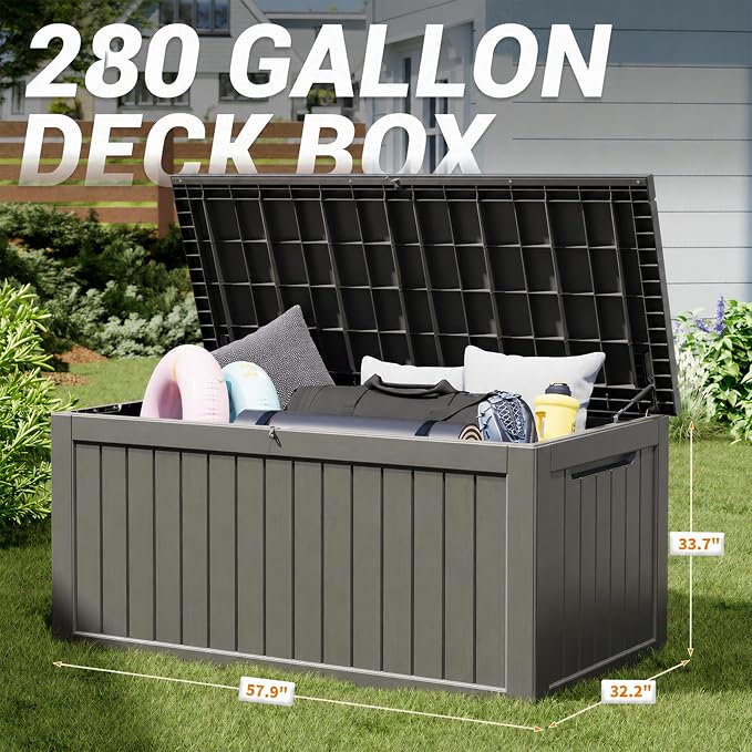 280 Gallon Outdoor Storage Box, Resin Deck Boxes Indoor and outdoor, Waterproof - Image 2