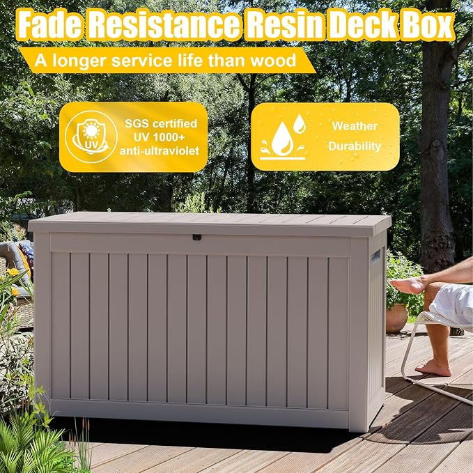 Deck Box - 280 Gallon Large Outdoor Storage box, Waterproof Patio Furniture and - Image 2