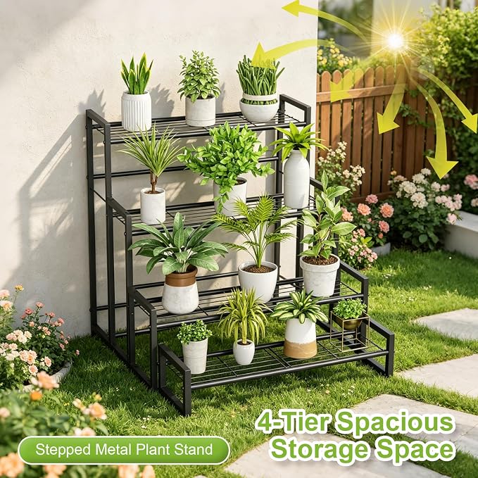 VyGrow Plant Stand, 4 Tier Stackable Tiered Plant Stand, Scalable Heavy Duty - Image 2