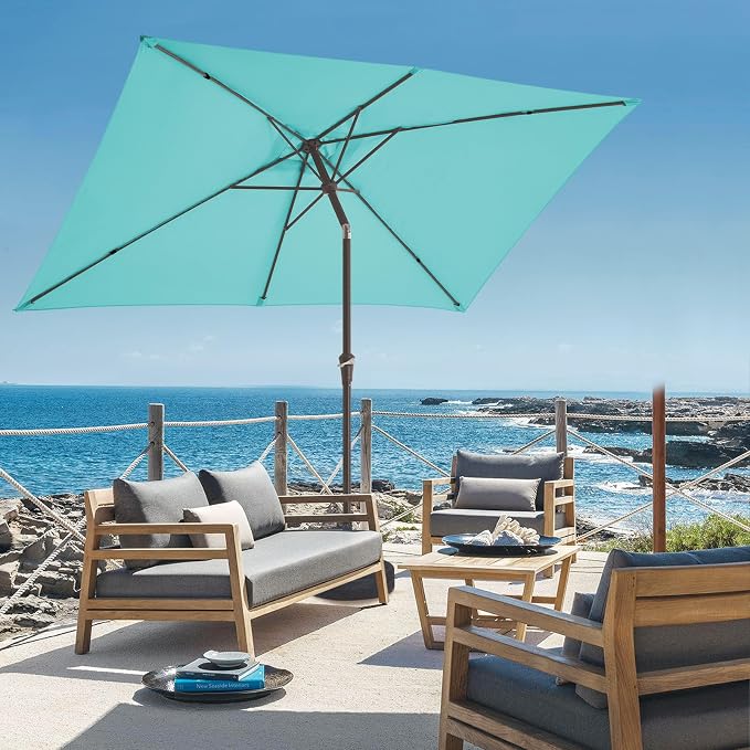JEAREY 6.5x10 ft Rectangular Patio Umbrellas Outdoor Market Umbrella - Image 5