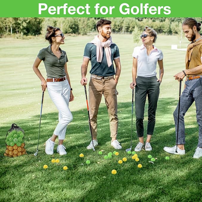 80 Pack Practice Golf Balls Limited Flight 42 mm Golf Training Airflow Hollow Plastic Ball for Women Men Indoor Outdoor Driving Range Swing Practice Home