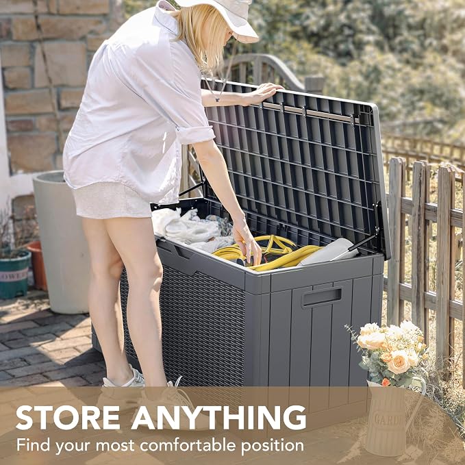 Devoko 100 Gallon Waterproof Resin Deck Box, Large Outdoor Storage Box | Indoor - Image 7