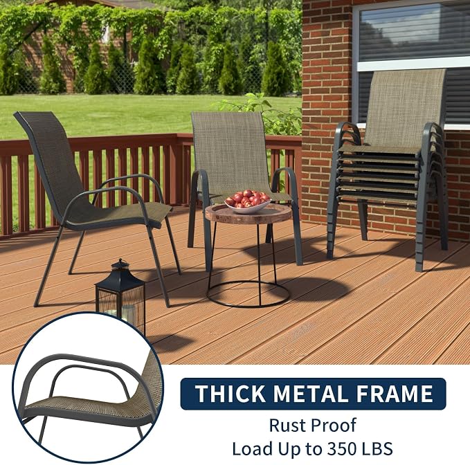 Amopatio Patio Chairs Set of 8, Outdoor Stackable Dining Chairs - Image 5
