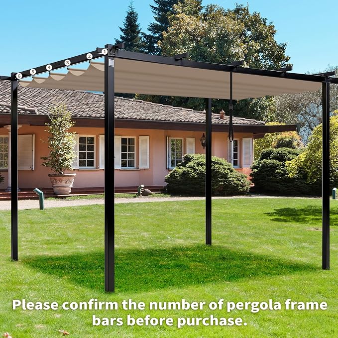 Mrsenloi 10 x 10 Pergola Shade Cover Replacement, Top Only, Retractable Sun - Image 5