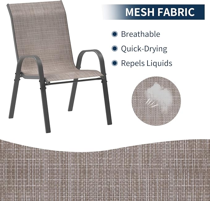 Amopatio Patio Chairs Set of 8, Outdoor Stackable Dining Chairs - Image 6