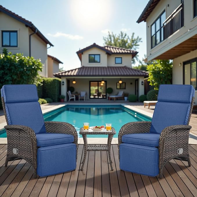 Versatile Outdoor Recliner Chair Set of 3 by Belord
