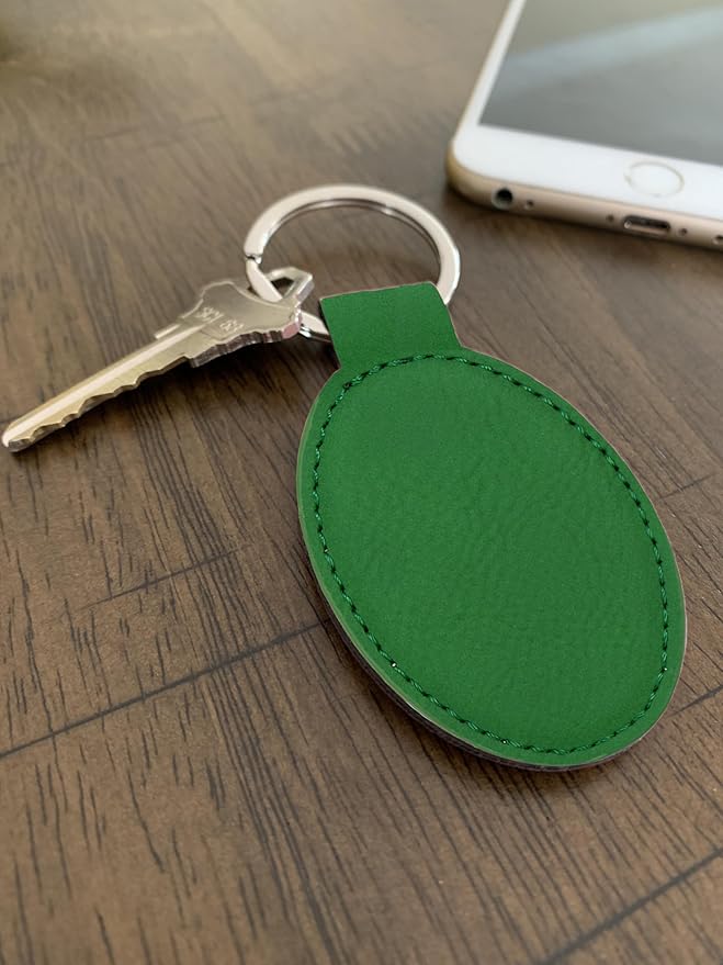 LaserGram Oval Keychain, Off Road Racer, Personalized Engraving Included (Green)