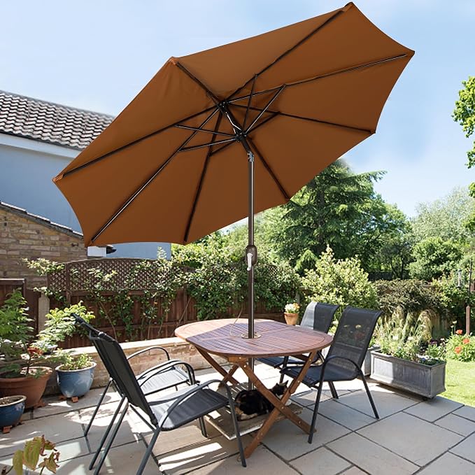 9' Outdoor Patio Umbrella, Outdoor Table Umbrella, Yard Umbrella, Market - Image 6