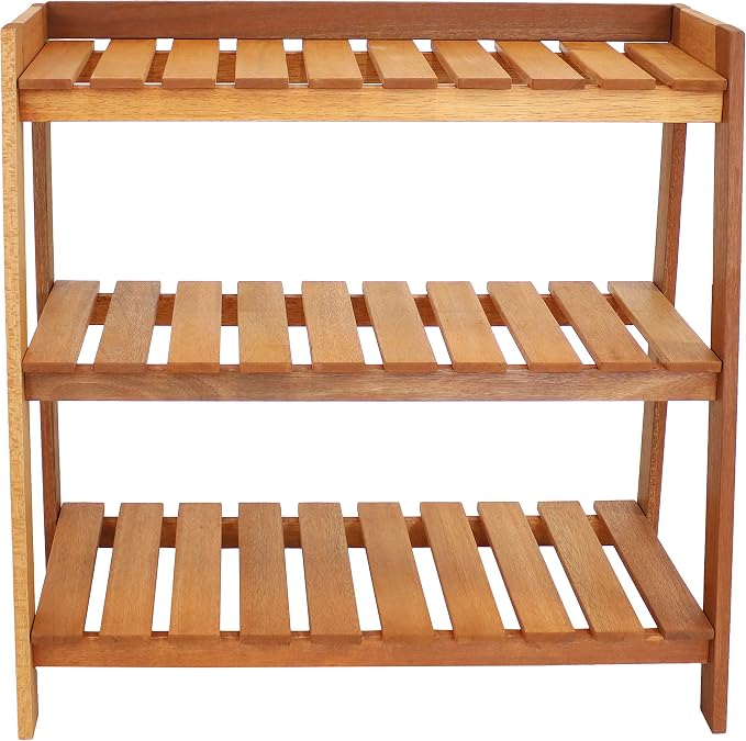 Sunnydaze Outdoor Meranti Wood 3-Tiered Garden Shelf - Image 8
