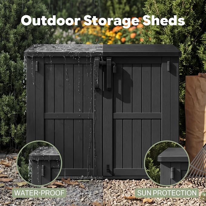 LHBcraft 36 Cu Ft Outdoor Storage Cabinet, Horizontal Resin Storage Shed Box - Image 4