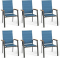 PHI VILLA Outdoor Stackable Dining Chairs Set of 6 w/Aluminum Frame, by PHIVILLA