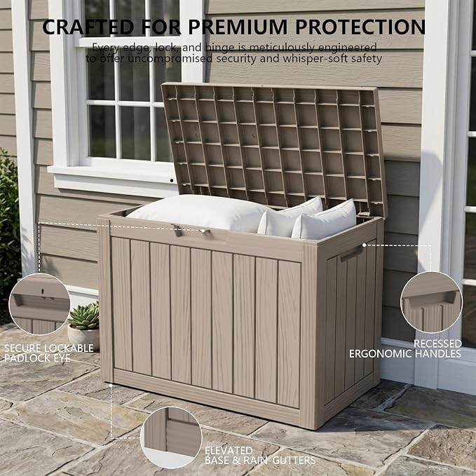Outdoor Storage Box, 50 Gallon Waterproof Deck Box, Snap-Together Storage Bin - Image 3