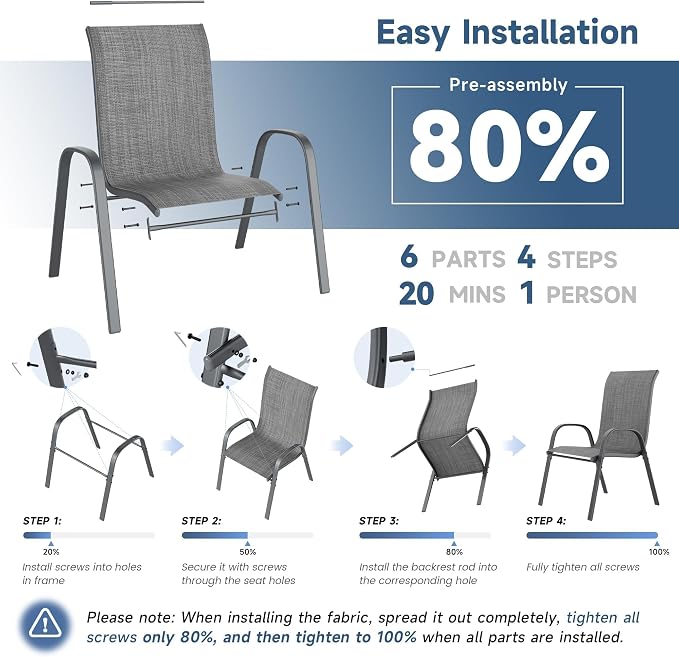 Amopatio Patio Chairs Set of 4, Breathable Garden Outdoor Furniture - Image 6