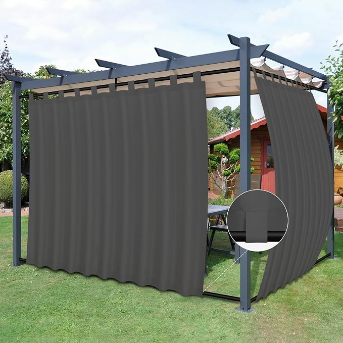 Easy-Going Outdoor Patio Curtains 2 Panels, 110x108 inch, Porch and Pergola by Easy-Going