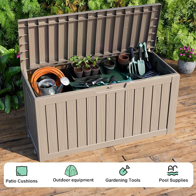 92 Gal Waterproof Outdoor Storage Box UV Resistant Deck Box | Large capacity - Image 5