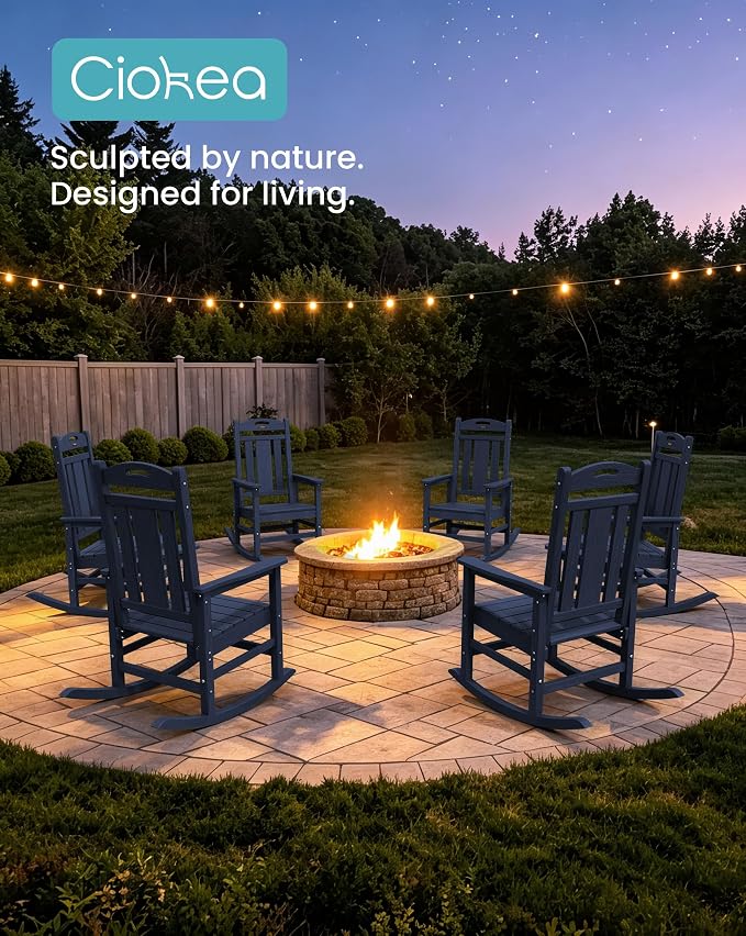 Oversized Outdoor Rocking Chairs Set of 6, 380lbs Heavy-Duty Large Patio Rocker - Image 3
