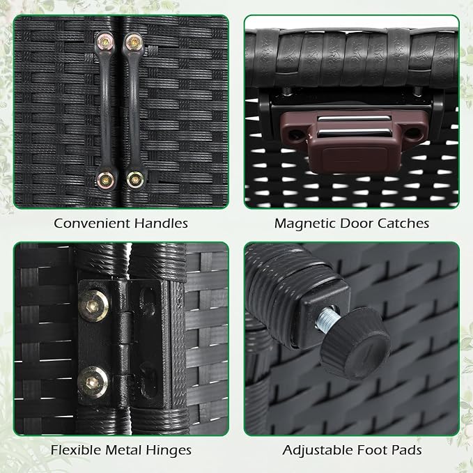 Tangkula Rattan Outdoor Storage Cabinet, Patiojoy Outdoor Cabinet - Image 6