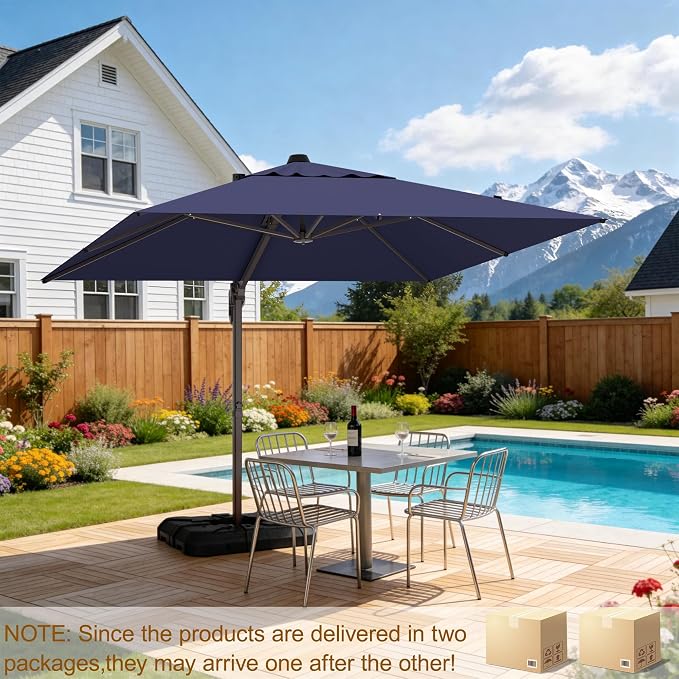 10' X 10' Patio Umbrella Cantilever Outdoor Rectangle Umbrella - Image 2