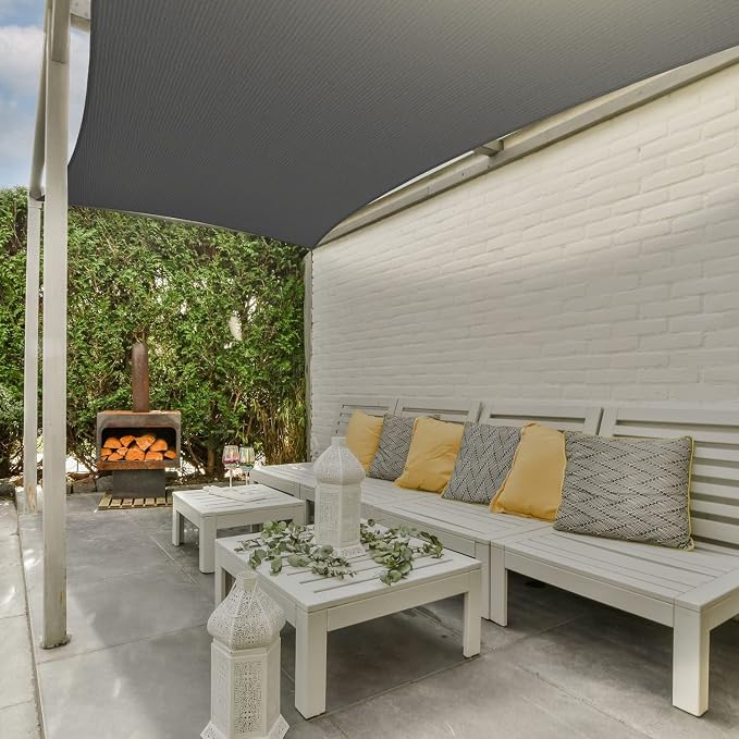 AsterOutdoor Sun Shade Sail Rectangle 6' x 10' UV Block Canopy - Image 6