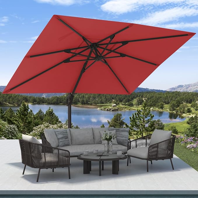 9' X 12' Cantilever Patio Umbrella Rectangular Outdoor Umbrellas | Heavy Duty - Image 3