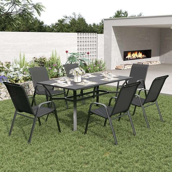 Patio Dining Chairs Set of 6 Outdoor Stackable Dining Chairs - Image 9
