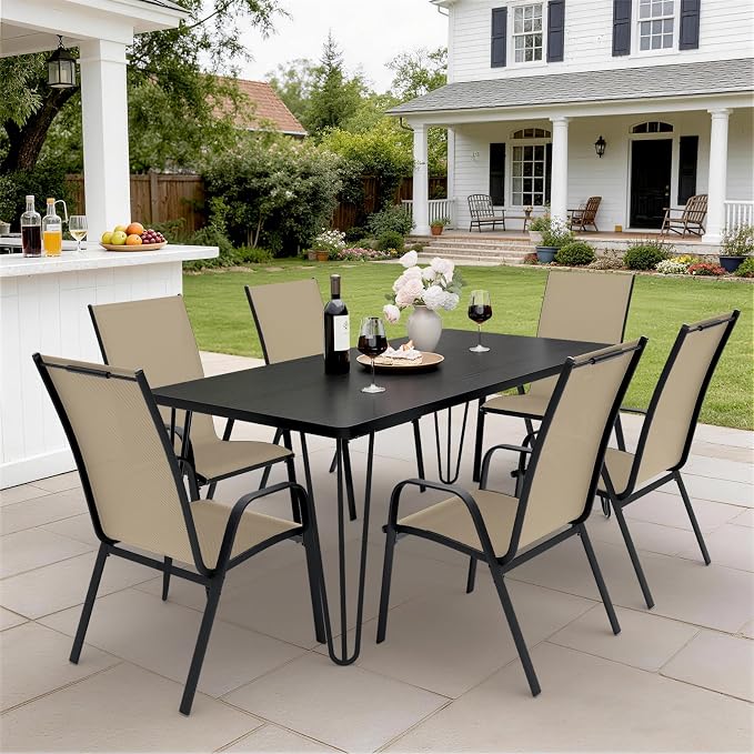 JEAREY Patio Dining Chairs Set of 4, Outdoor Stackable Dining Furniture Set - Image 4