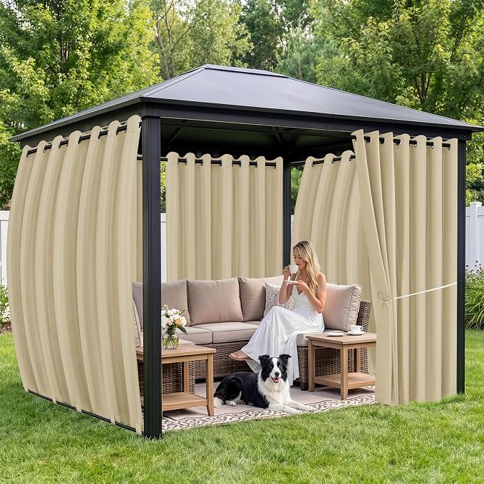 Gazebo Curtains Outdoor Waterproof 6 Panels, Patio Sun Shade | Weatherproof - Image 4