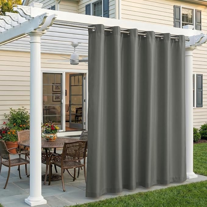 Set of 4 Outdoor Curtains for Patio Waterproof, Breathable Grommet Panels for by Sunshelf