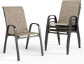 PHI VILLA Outdoor Stackable Dining Chair Set of 4, Textilene Mesh & Metal | by PHIVILLA
