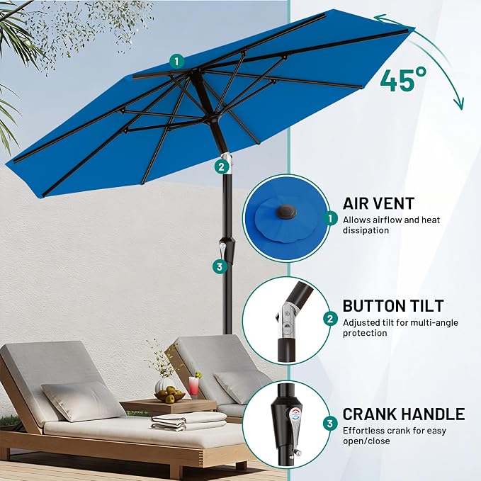 9 FT Patio Umbrella for Outdoor, Outdoor Table Umbrella - Image 5