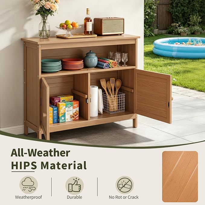HIPS All-Weather Outdoor Storage Cabinet, Outdoor Sideboard - Image 3