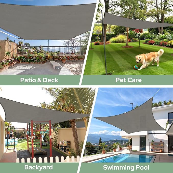 TasticTotes Rectangle Sun Shade Sail, 95% UV Blockage, Yard & Deck. Reinforced - Image 7