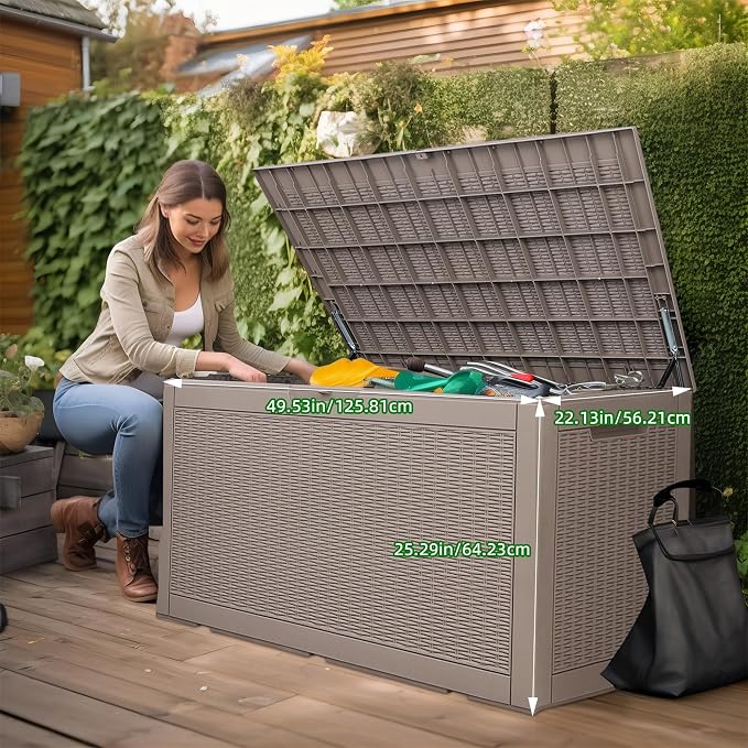 120 Gallon Waterproof Outdoor Storage Box, Resin Deck Box, Lockable Outside - Image 2